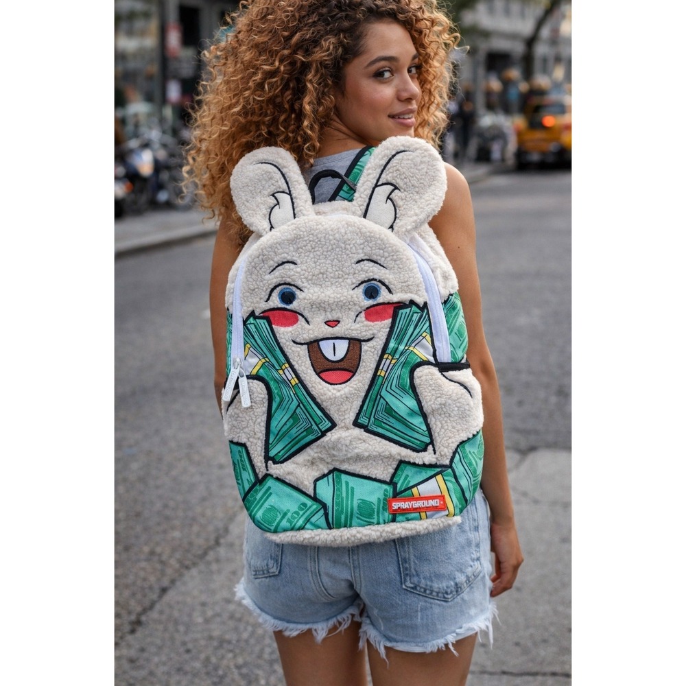 Sprayground Bunny Money Backpack Limited Edition Sherpa Plush‎ Rabbit Bag
